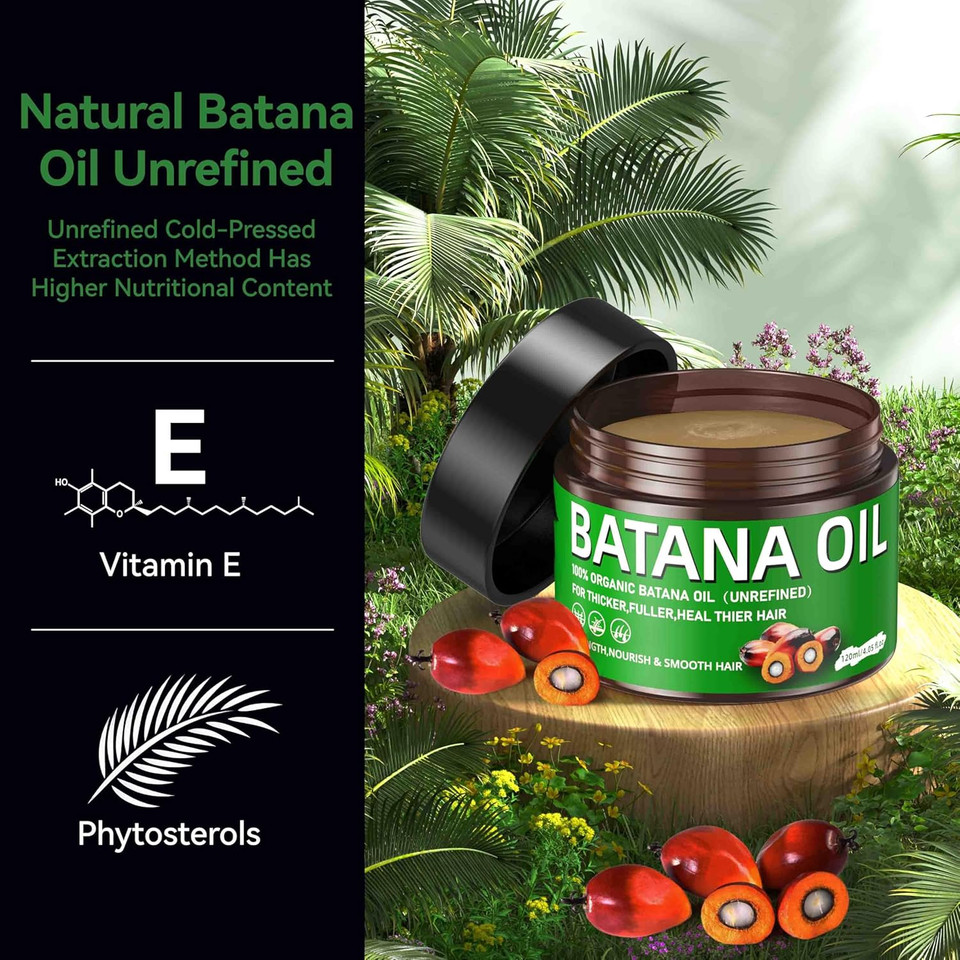 Dr. Sebi Batana Oil for Hair Growth - 100% Organic, Repairs Damaged Hair, Prevents Loss & Enhances Thickness - 4.05 OZ