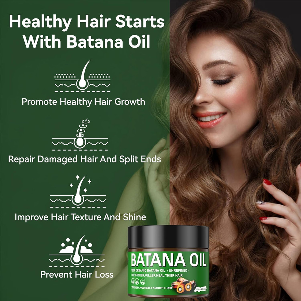 Dr. Sebi Batana Oil for Hair Growth - 100% Organic, Repairs Damaged Hair, Prevents Loss & Enhances Thickness - 4.05 OZ