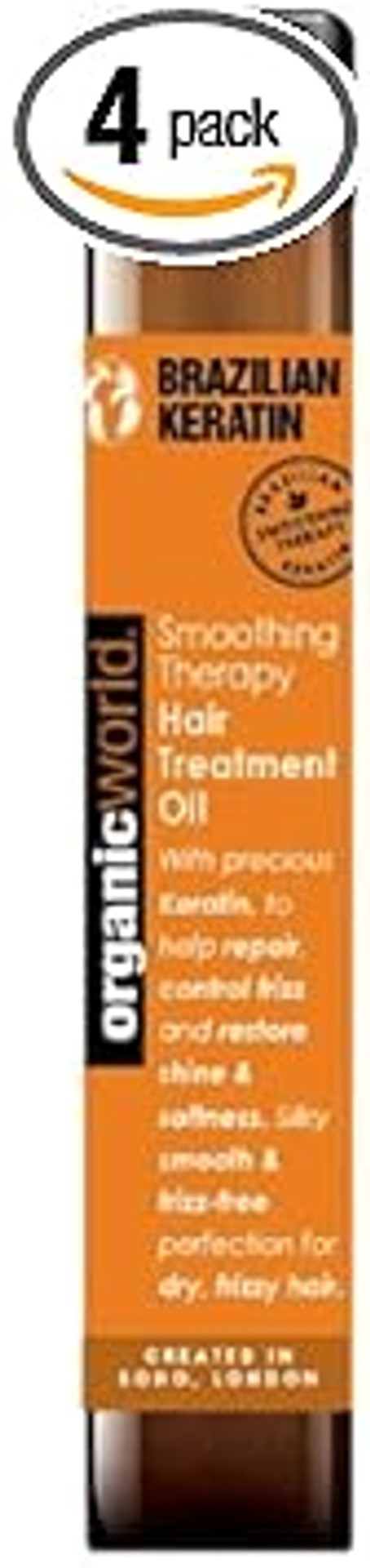 Natural World Brazilian Keratin Smoothing Therapy Hair Treatment Oil 25ml x4