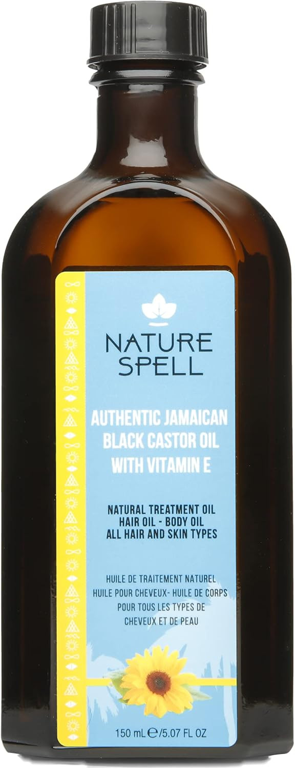 Nature Spell Authentic Jamaican Black Castor Oil with Vitamin E for Hair & Body 150 ml - Authentic JBCO For All Hair Types - Natural Hair Growth - Strengthen Hair Roots - Treat Dry and Damaged Hair