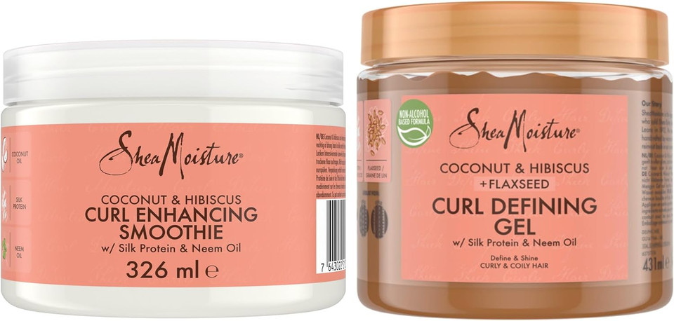 SheaMoisture Coconut & Hibiscus Curl Enhancer for thick, curly hair 326 ml & Defining Styling Gel 431 ml