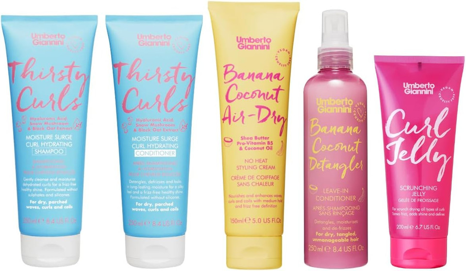 Umberto Giannini Curl Type 2 Kit, Wash, Care & Style Kit for Type 2a-2c curls, wavy hair essentials Umberto Giannini Curl Type 2 Kit, Wash, Care & Style Kit for Type 2a-2c curls, wavy hair essentials