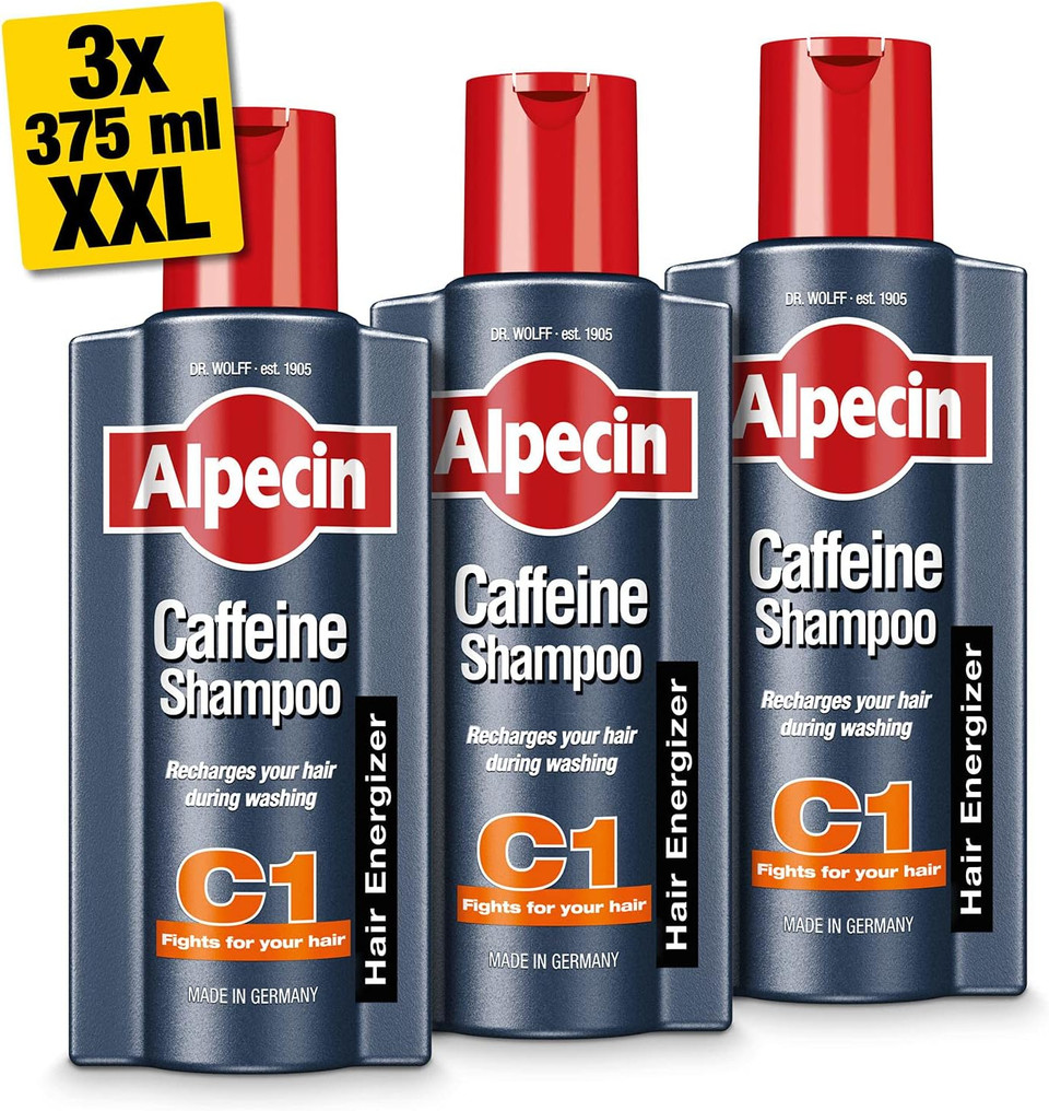 Alpecin Caffeine Shampoo C1 6x 375ml | Against Thinning Hair | For Stronger and Thicker Hair | Natural Hair Growth Shampoo for Men | Hair Care for Men Made in Germany
