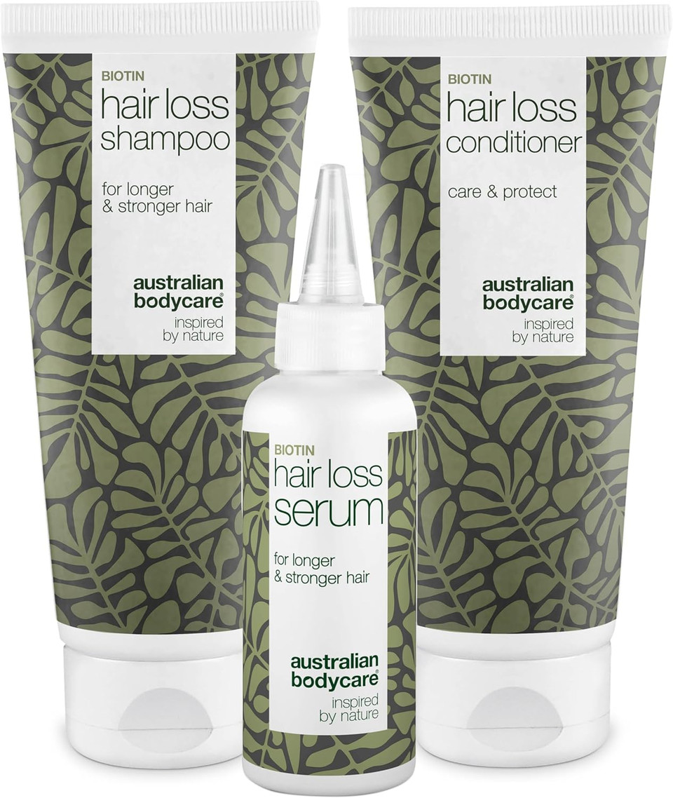 The Hair Loss Kit  3 products Ideal for women and men with hair loss problems | Hair loss Serum 100ml, Hair loss shampoo 200ml and Hair Loss Conditioner 200ml with Caffeine from Australian Bodycare