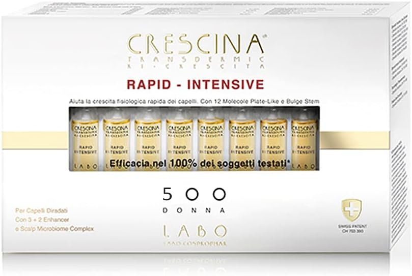 LABO Crescina Transdermic RAPID-INTENSIVE Hair Regrowth 500 Woman 40 Ampoules