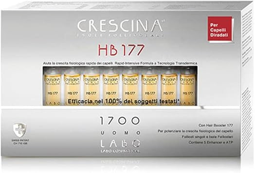 Crescina Transdermic Follicular Islands HB 177 Hair Booster Treatment for Hair Regrowth 1700 Men 40 vials