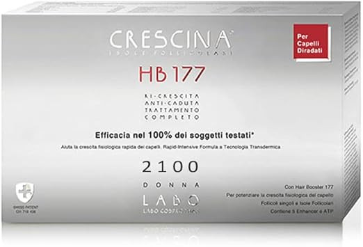 Crescina Transdermic Follicular Islands HB 177 and Anti-fall Treatment Complete Hair Booster 2100 Woman 10+10 vials