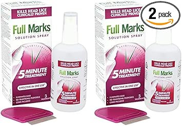 Full Marks Head Lice Solution Spray 150 ml - Fast & Effective Nit Treatment with Comb, Scalp Scrub, Prevention, Kills Nits, Easy Application, Safe for Kids, No Harsh Chemicals (Pack of 2)