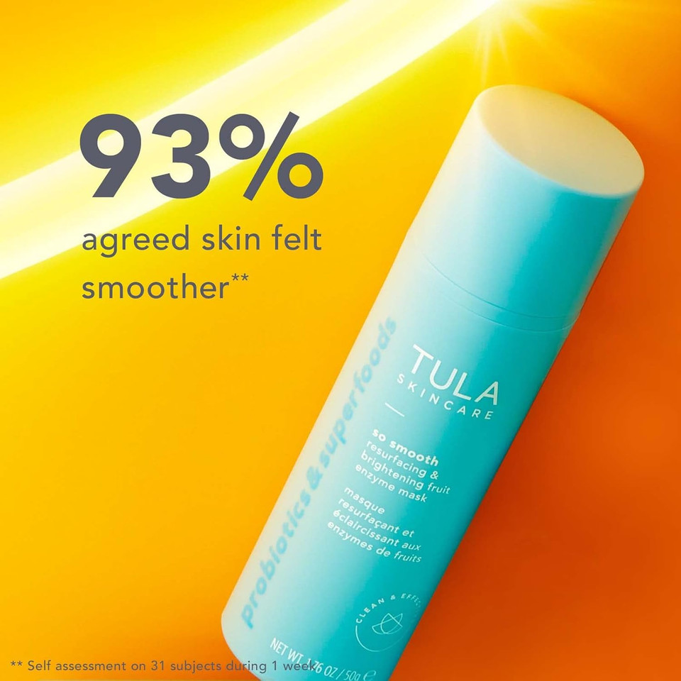 Tula Skin Care So Smooth Resurfacing & Brightening Fruit Enzyme Mask - Face Mask To Smooth And Brighten Skin, Evens The Look Of Skin Tone, 1.76 Oz