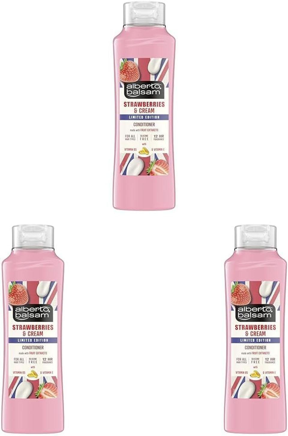 Alberto Balsam Strawberries & Cream Conditioner 6 x 350 ml (Pack of 3)