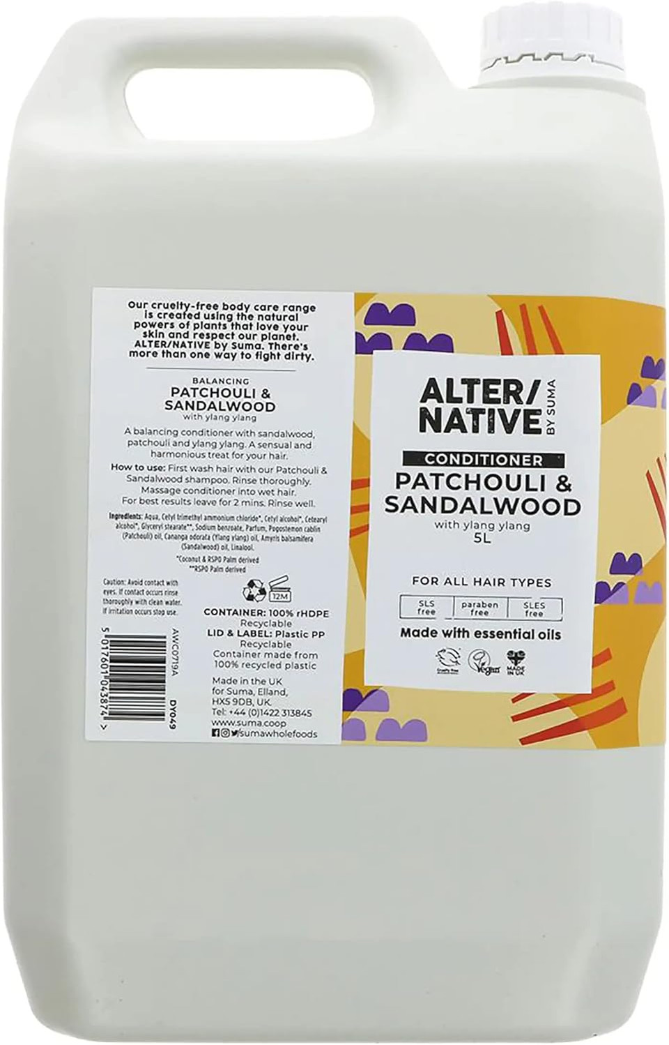 Alter/Native Natural Plant-Powered Cruelty Free Conditioner (Patchouli & Sandalwood, 5 Litre)