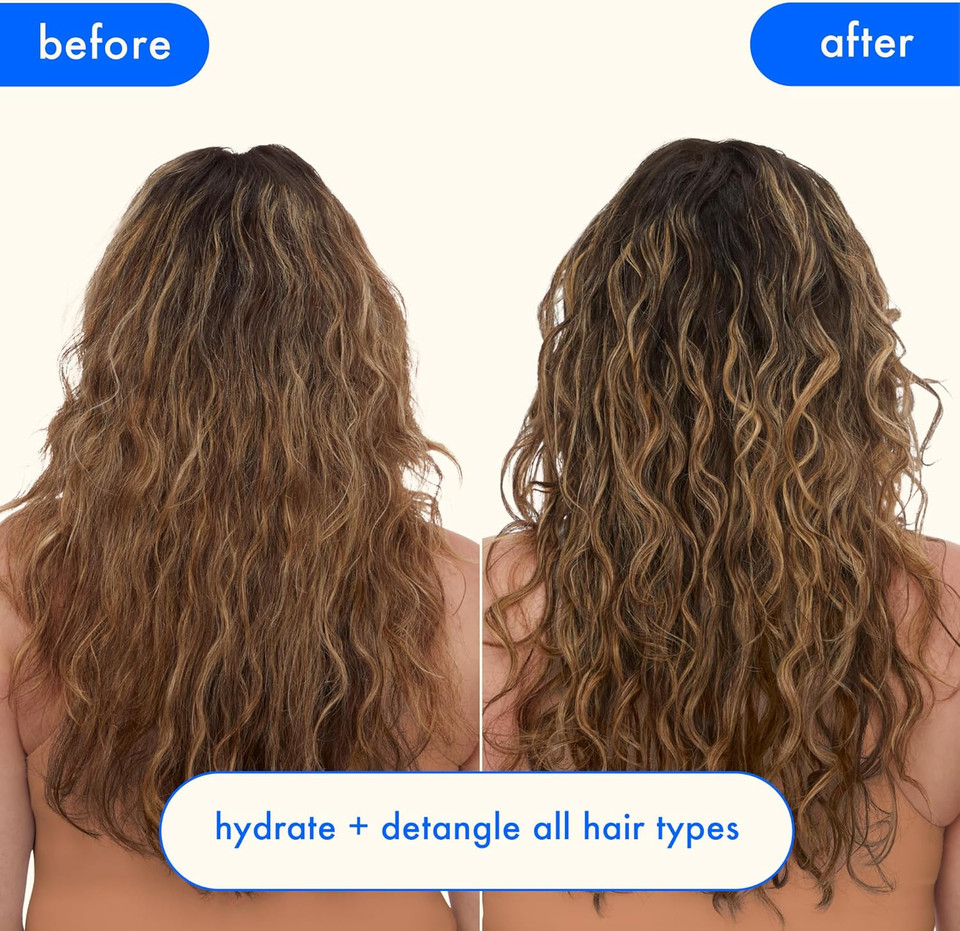 amika hydro rush intense moisture leave in conditioner spray - frizz-reducing detangling spray - hydrating hair care infused with hyaluronic acid, squalane + polyglutamic acid (200 ml)