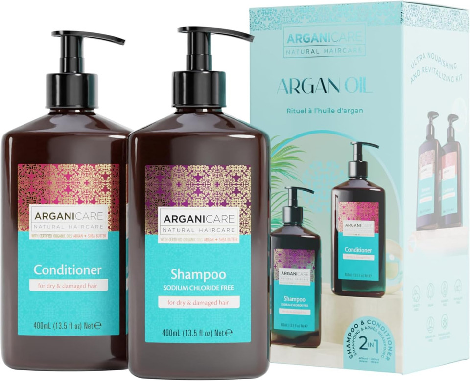 ARGANICARE | Argan Shampoo + Conditioner | Gently cleanses your hair | Revitalizes and strengthens | Intense Hydration | Repairs and reinforces your hair | Made in France | 2x400ML