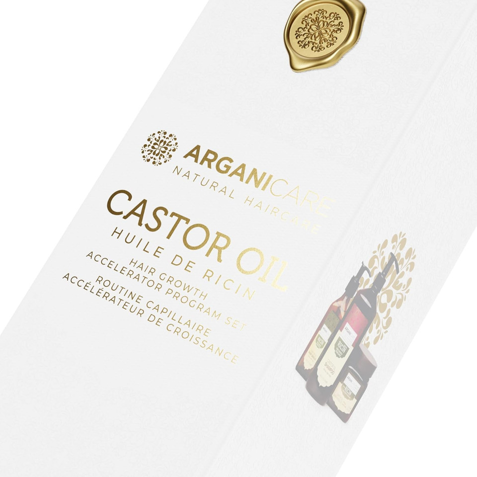 ARGANICARE | Shampoo + Mask + Castor Serum | Growth Accelerator | Soothes the scalp | Nourishes and Strengthens the Scalp | Strong and Shiny Hair | 400ML + 500ML + 100ML
