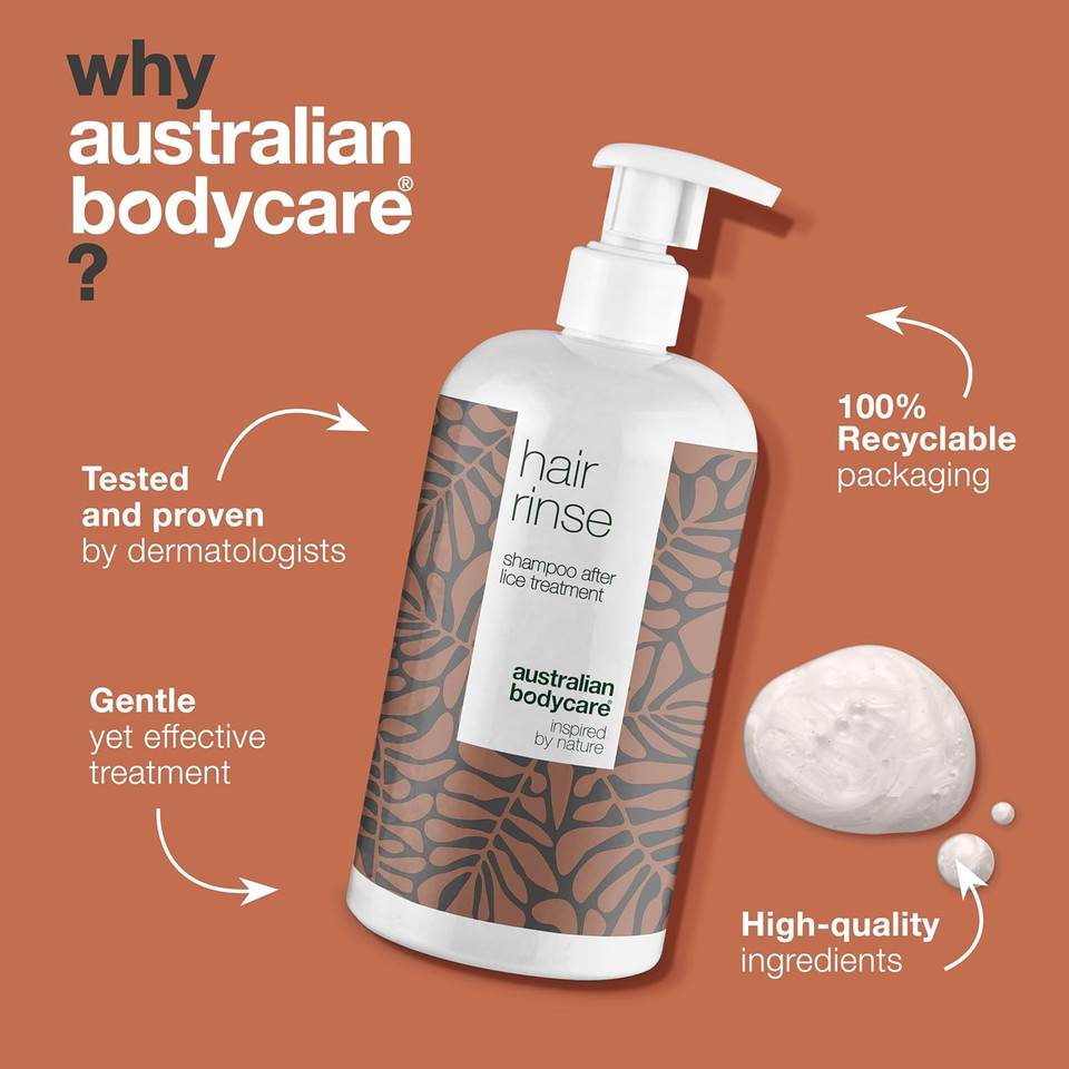 Australian Bodycare Hair Rinse 500ml - Shampoo After Treatment for lice | Tea Tree Oil Treatment Shampoo with 100% Pure Tea Tree Oil