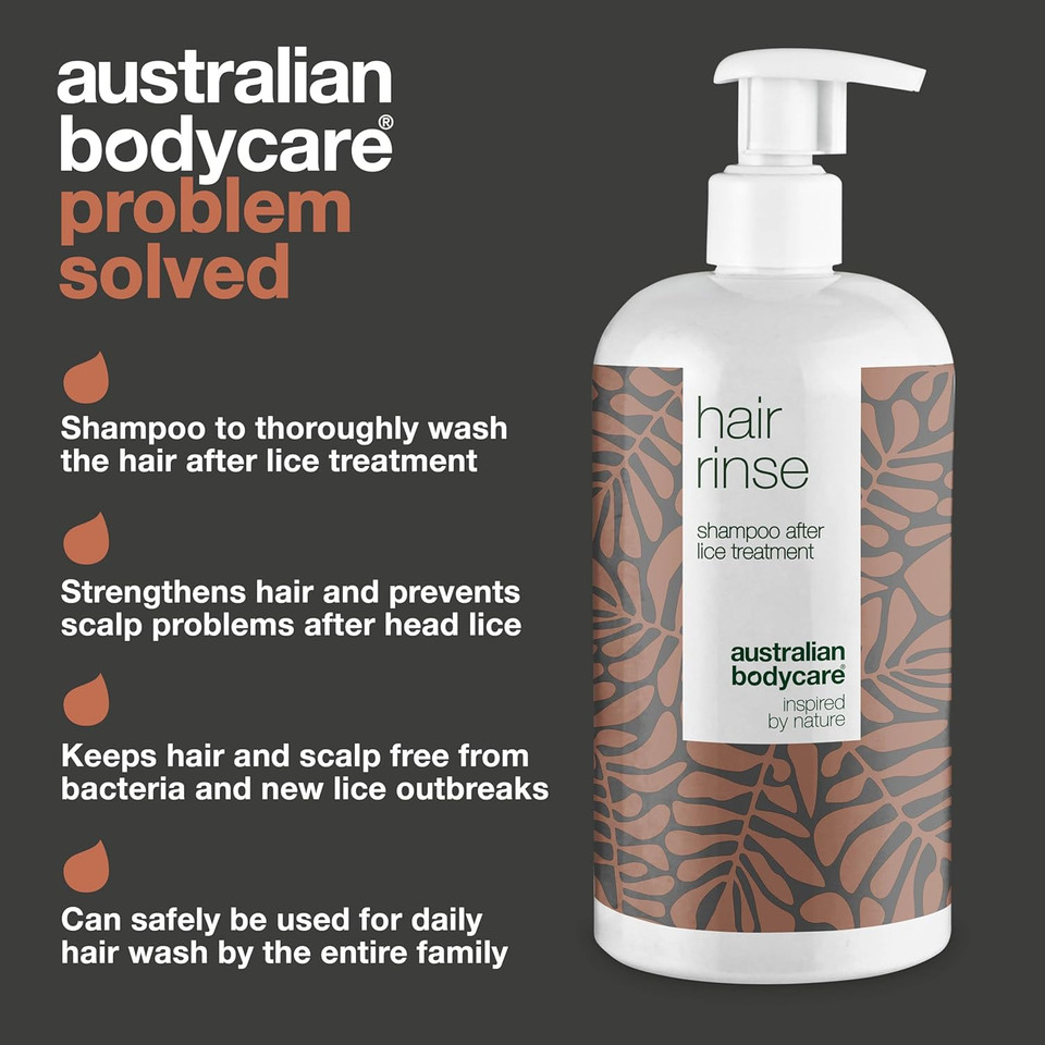 Australian Bodycare Hair Rinse 500ml - Shampoo After Treatment for lice | Tea Tree Oil Treatment Shampoo with 100% Pure Tea Tree Oil