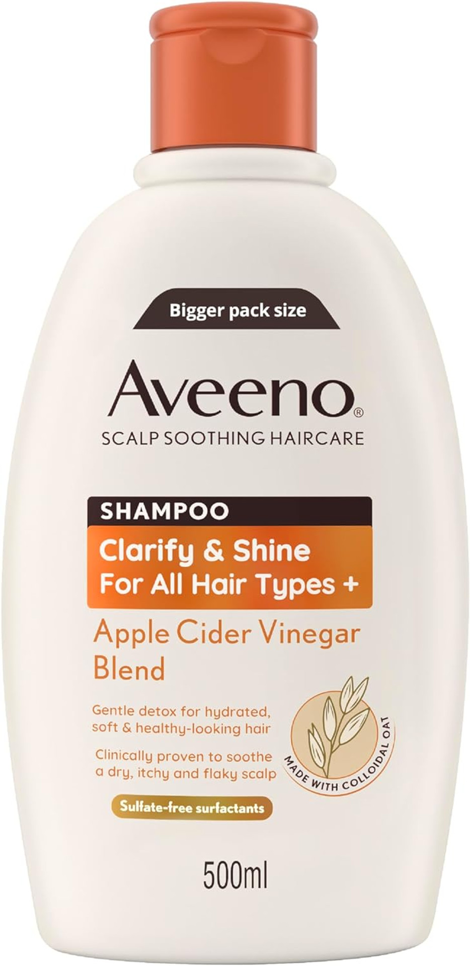 Aveeno Haircare Clarify and Shine Apple Cider Vinegar Blend Shampoo, 500ml