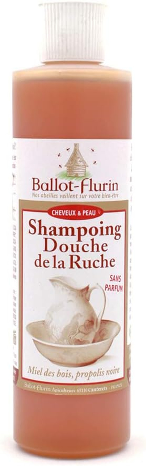 Ballot-Flurin - Shampoo Shower from the Ruche - Sulfate, Paraben & Silicone Free - Black & White Propolis - Certified 100% Organic - Made in France