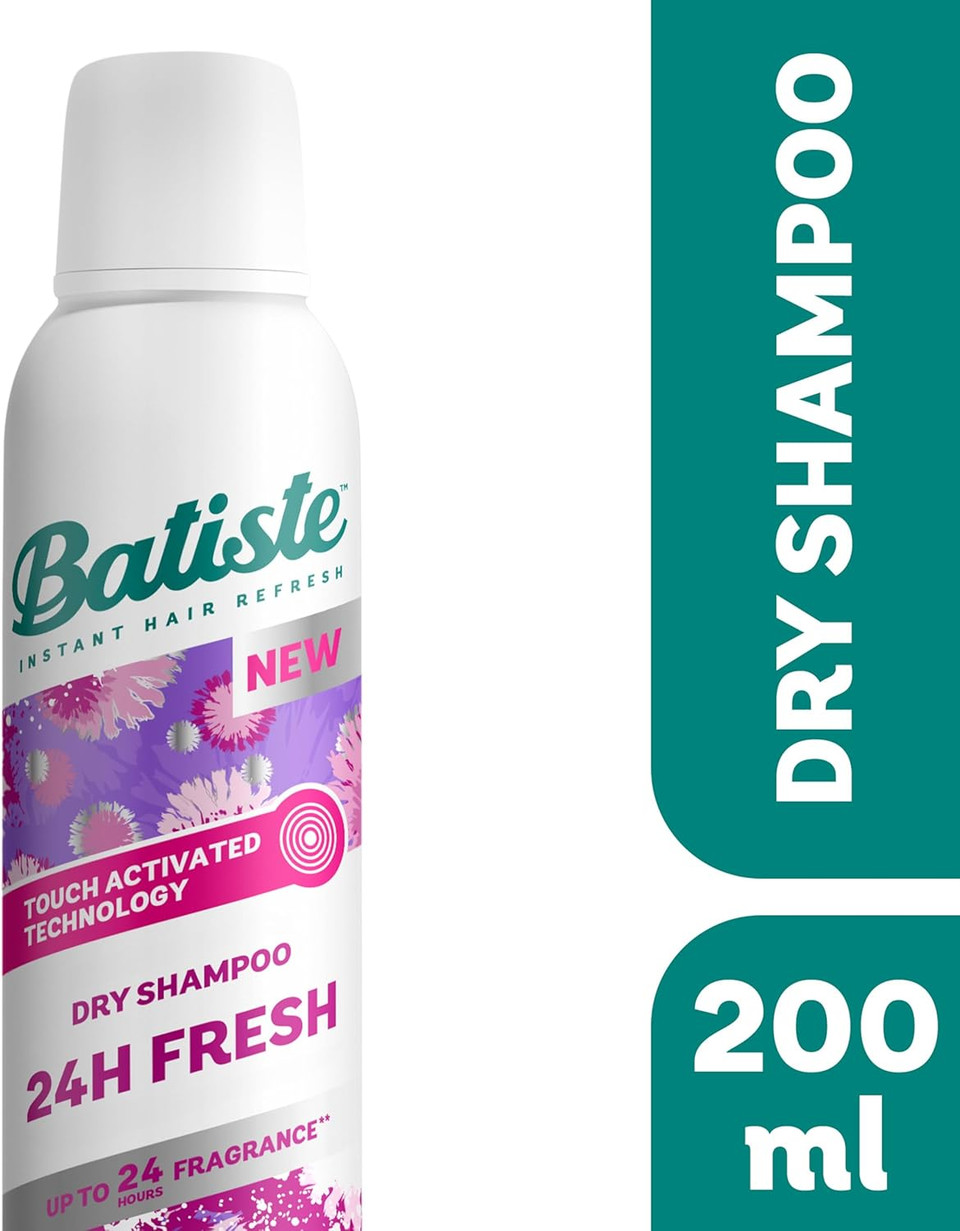 Batiste Dry Shampoo, 24H Fresh Waterless Shampoo, No Rinse Shampoo Hair Spray with Refreshing Fragrance, Touch Activated Dry Shampoo Spray, Vegan Friendly & Invisible, by Batiste Hair Care  200ml