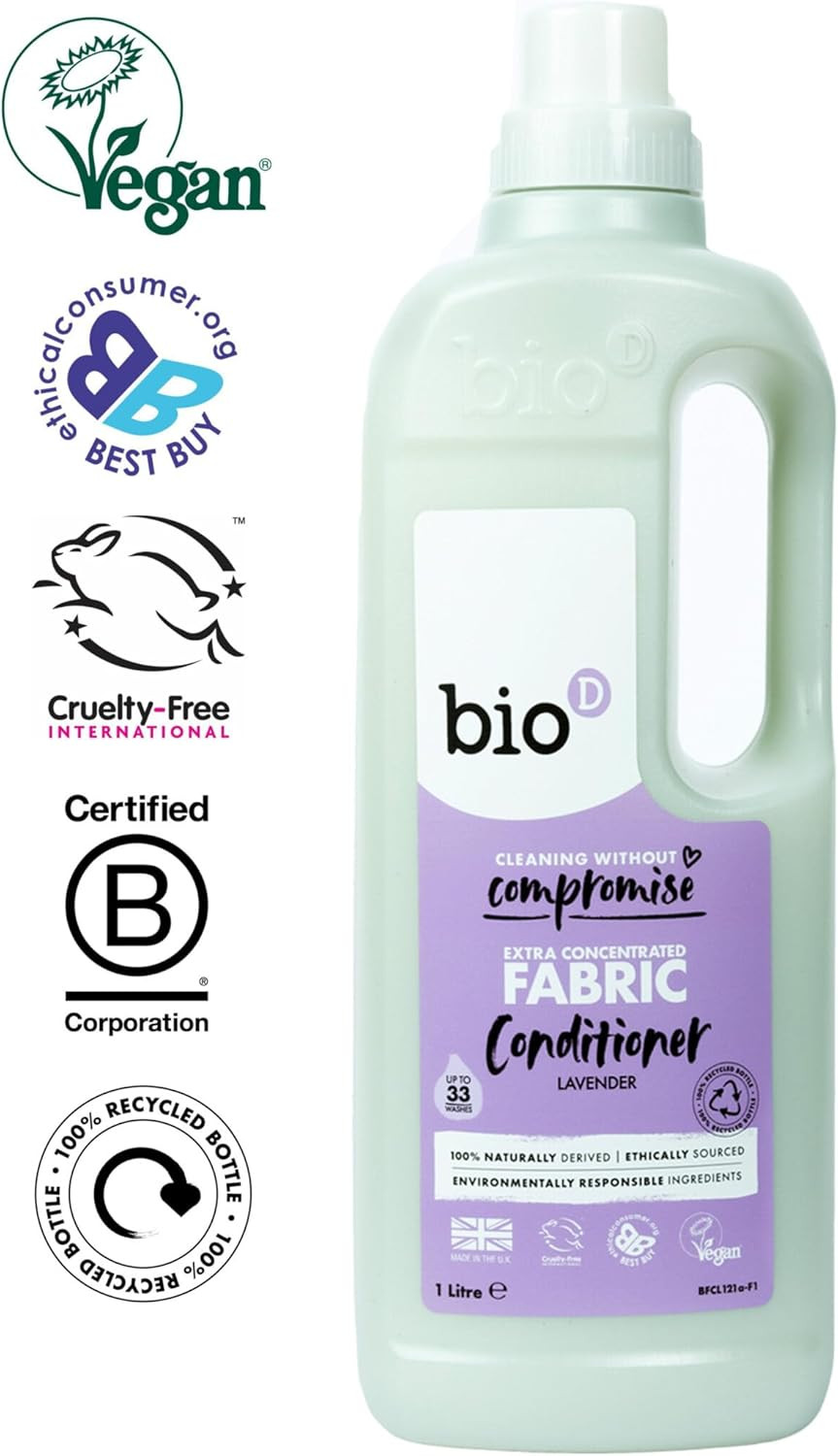 Bio D Extra Concentrated Liquid Fabric Conditioner Lavender 1L | 33 Washes | Allergy Free | Vegan | Cruelty Free
