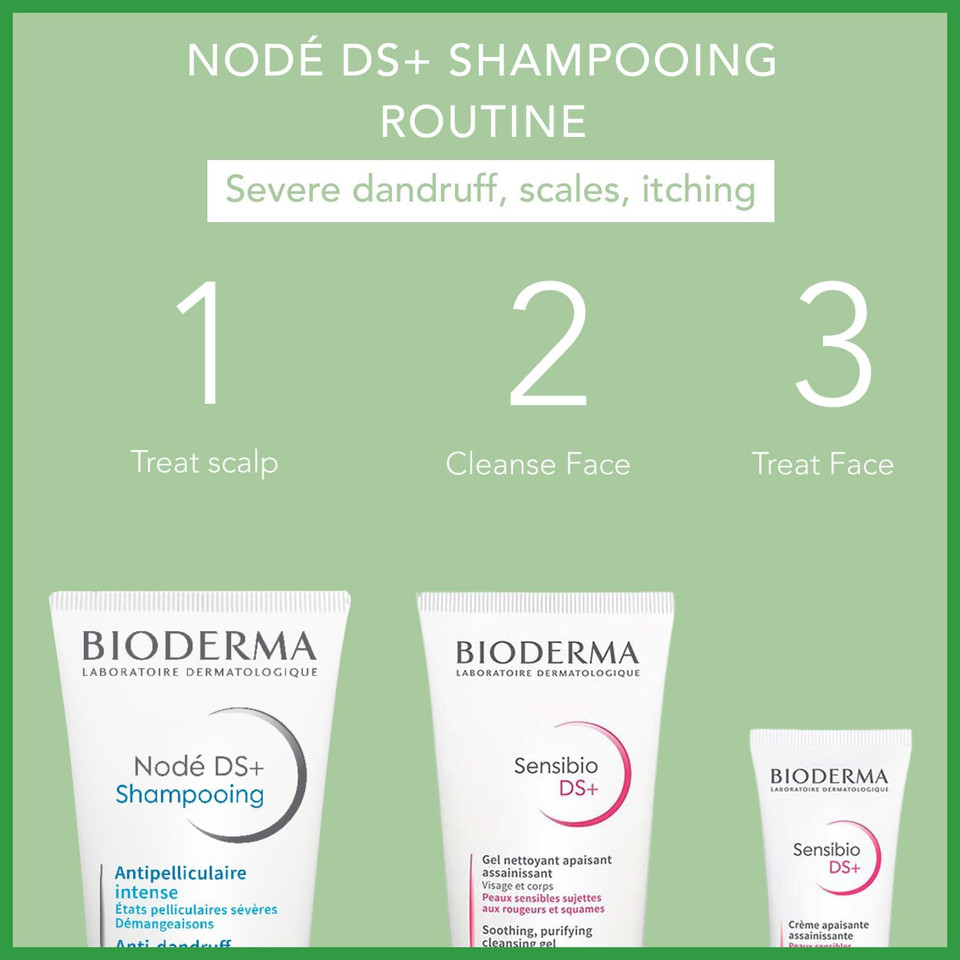 Bioderma Nodé DS+ Anti Dandruff Shampoo - Shampoo for Severe & Persistent Dandruff, Gently Cleanses & Soothes for Itching Relief, Hair Care for Sensitive Scalps, 125ml
