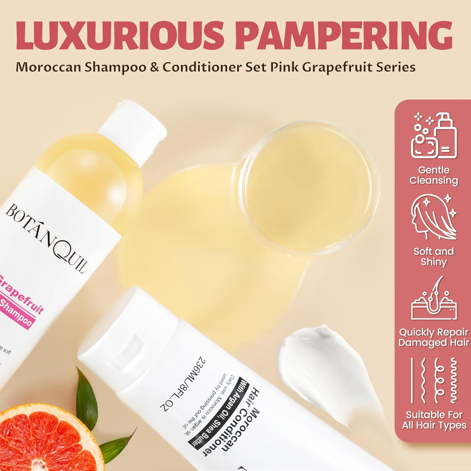 Sulphate Free Hair Shampoo and Conditioner Set  Argan Oil & Shea Butter Moisturizing Formula for Men & Women  Strengthens, Hydrates & Color Safe  355ml Shampoo & 236ml Conditioner