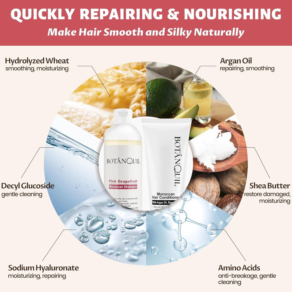 Sulphate Free Hair Shampoo and Conditioner Set  Argan Oil & Shea Butter Moisturizing Formula for Men & Women  Strengthens, Hydrates & Color Safe  355ml Shampoo & 236ml Conditioner