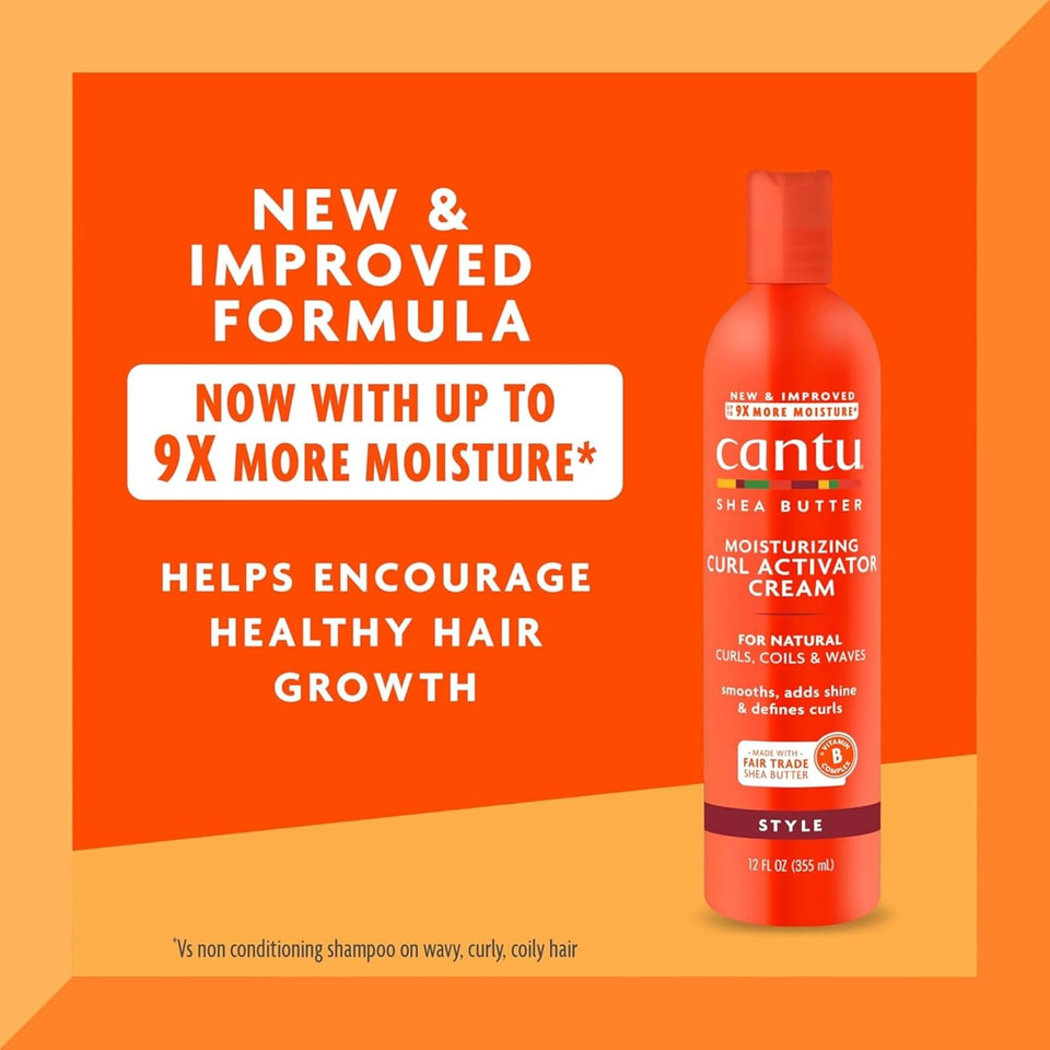 Cantu Sulphate Free Shampoo & Conditioner 12oz with Shea Butter Moisturizing Curl Activator Cream 12oz