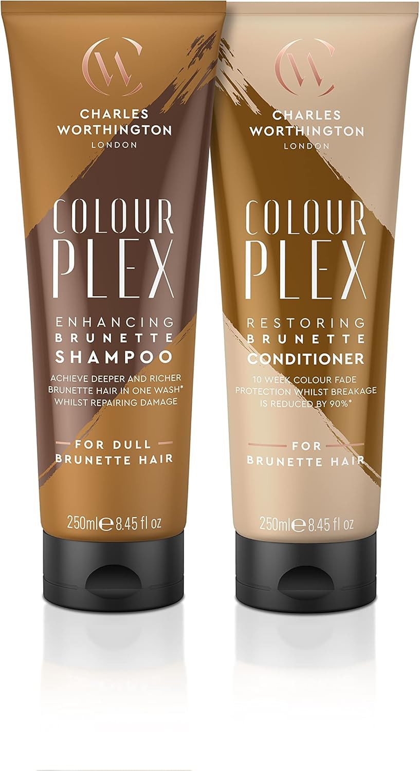 Charles Worthington Colourplex Enhancing Brunette Duo, Shampoo and Conditioner Haircare Routine for Brunette Hair, 2 x 250 ml