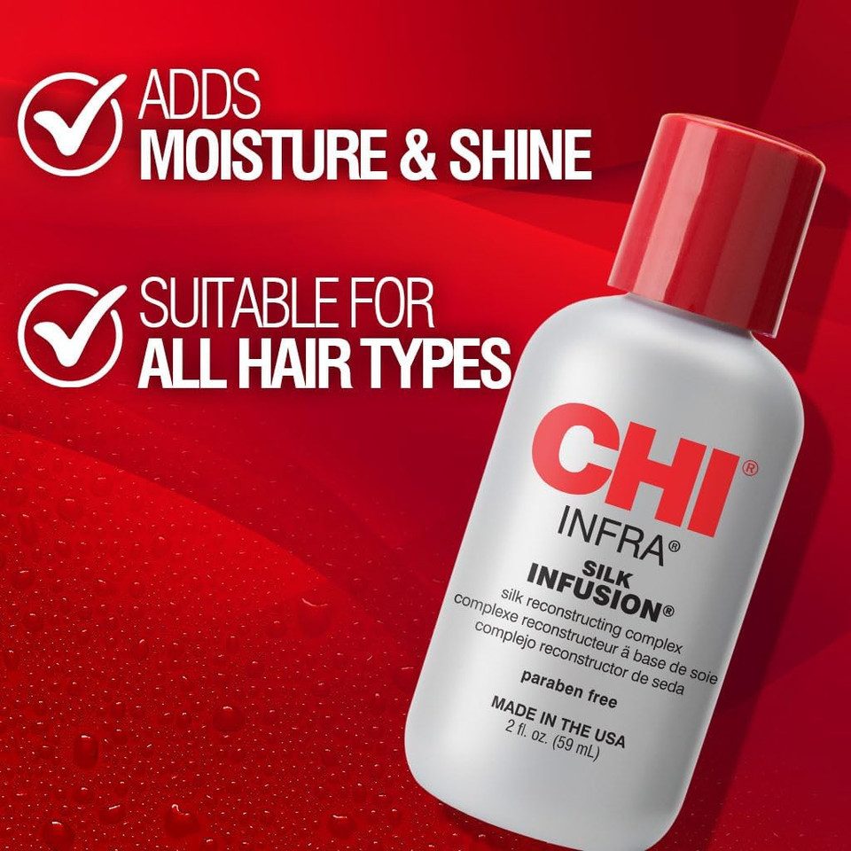 CHI Silk Infusion | Leave-In Reconstructing Hair Serum | Hair Oil for Hair Repair Treatment | Heat Protectant Against Damage | Anti Frizz Hair Products | Hair Care Products | For All Hair Types, 15ml