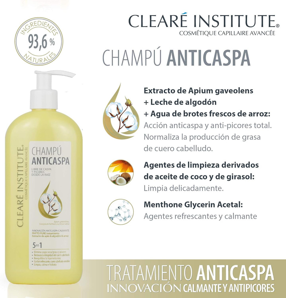 Cleare Institute Dandruff Shampoo Natural Ingredients. 400 ml