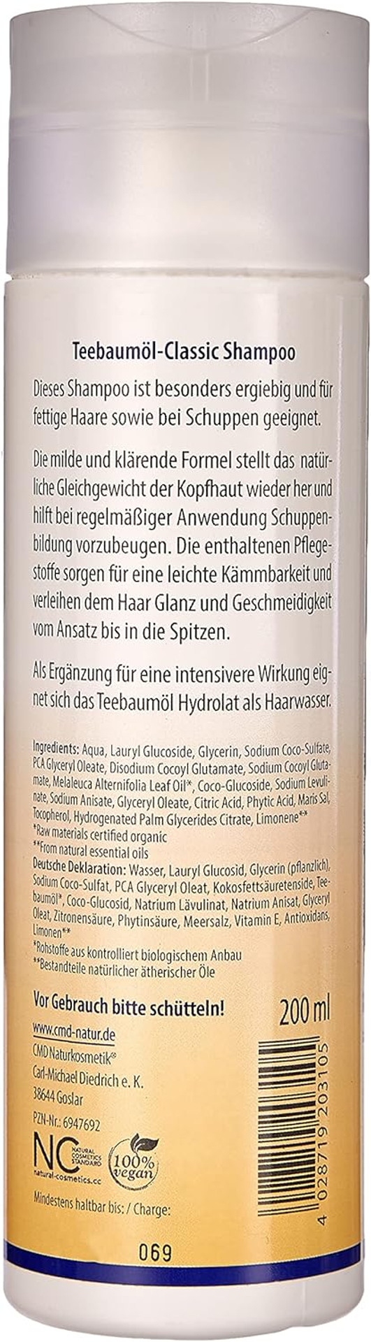 CMD Naturkosmetik: Shampoo Tea tree oil Cosmetics - Teebaumöl Shampoo 200ml (200 ml)