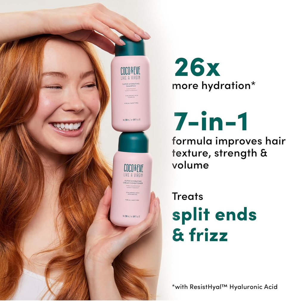 Coco & Eve Like A Virgin Shampoo & Conditioner Bundle Kit - Natural, Sulfate free Hair Care with Argan Oil, Coconut and Avocado Oil | For Dry Damaged, Color Treated Hair | Anti Frizz