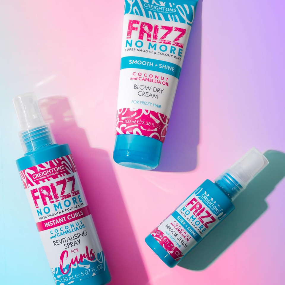 Creightons Frizz No More Smooth & Shine Blow Dry Cream (100ml) - Conditioning Formula which Reduces Frizz Leaving Hair Silky Soft & Smooth & Adds Glossy Shine. Colour Kind Formula, Clear White