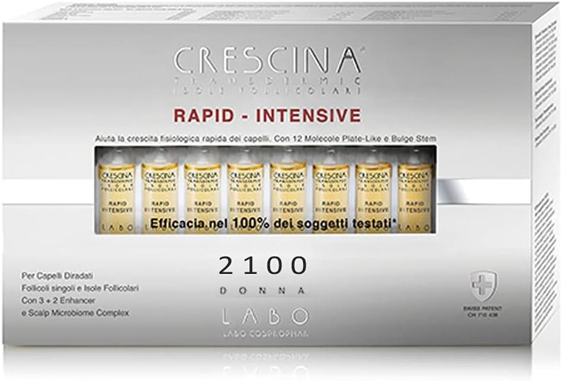 LABO Crescina Transdermic RAPID-INTENSIVE Follicular Islands 2100 Woman 20 Ampoules Hair Fall Treatment