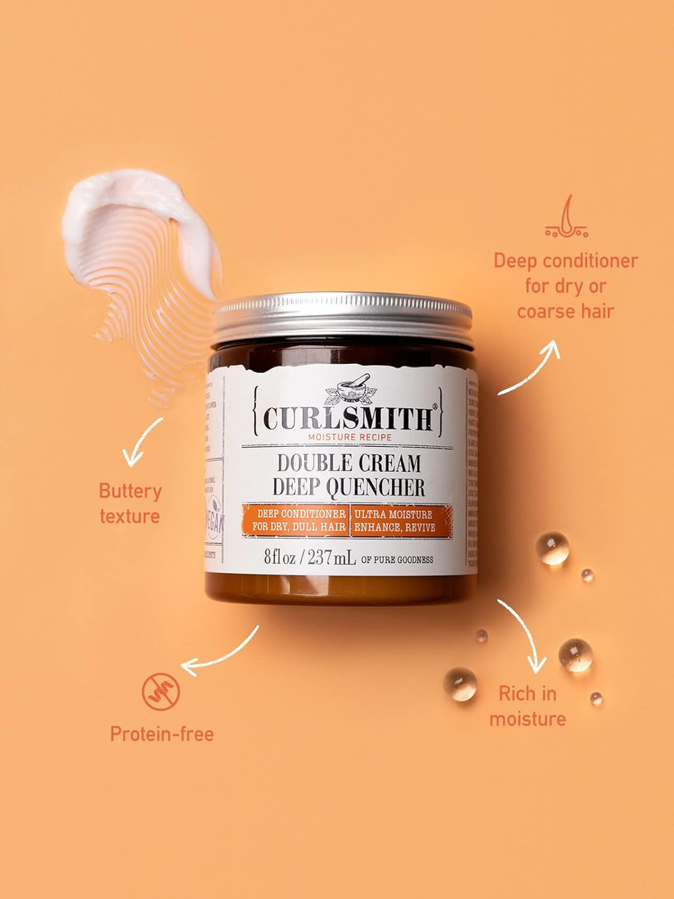 Curlsmith - Double Cream Deep Quencher - Vegan Moisturising Deep Conditioner for Ultra Dry, Wavy, Curly or Coily Hair (59ml)