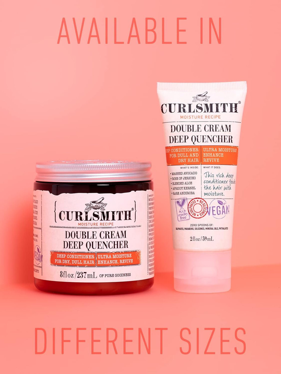 Curlsmith - Double Cream Deep Quencher - Vegan Moisturising Deep Conditioner for Ultra Dry, Wavy, Curly or Coily Hair (59ml)