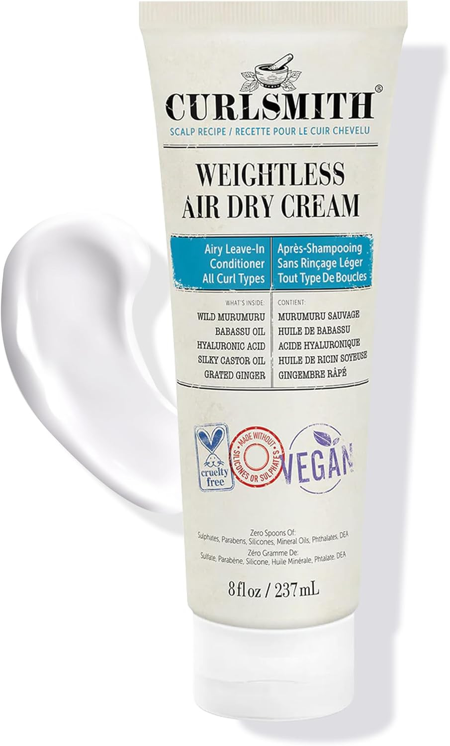 Curlsmith - Weightless Air Dry Cream - Vegan Leave-In Conditioner for Any Hair Type, Smooths Hair (237ml)