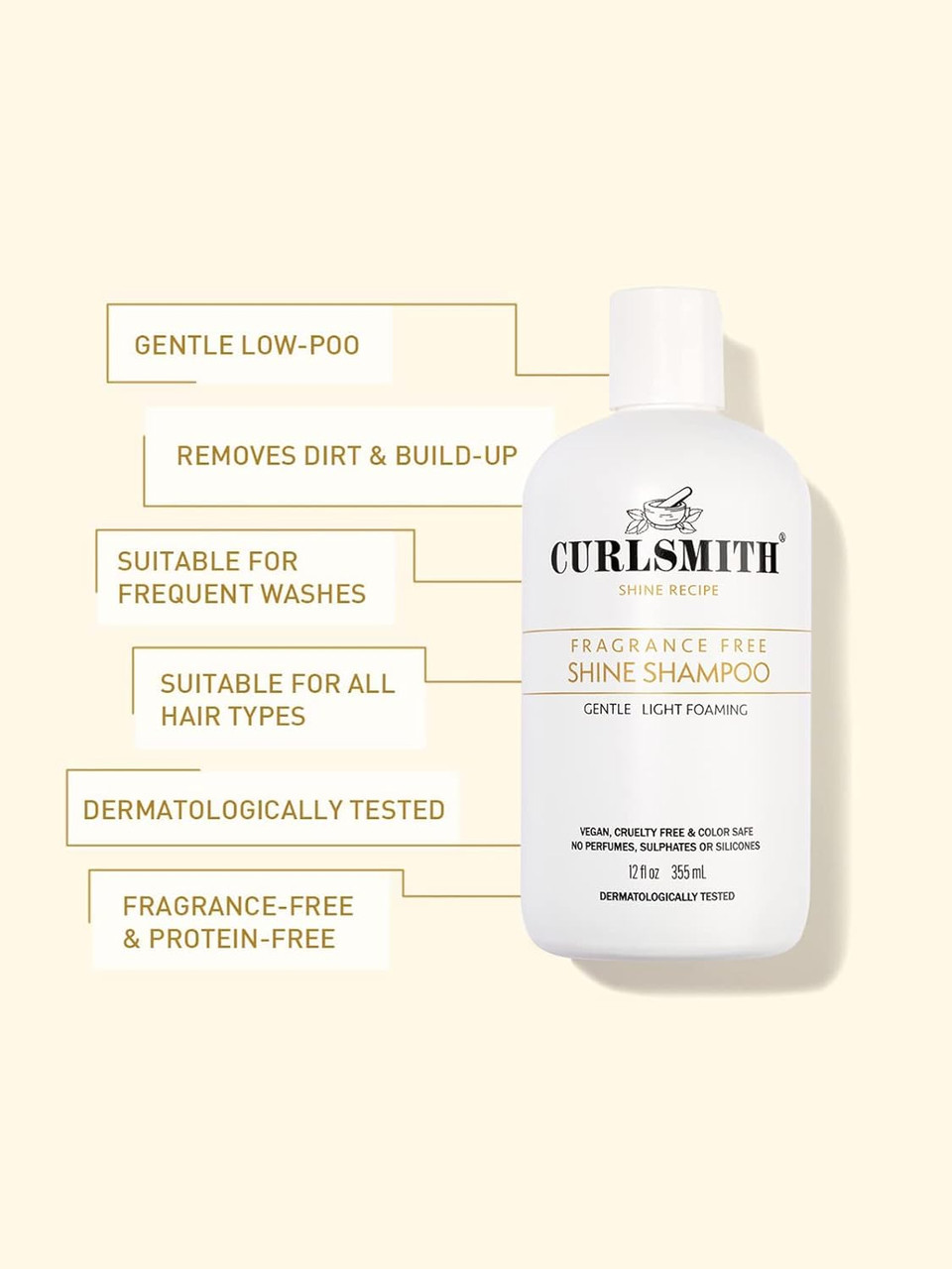 Curlsmith - Shine Shampoo, Gentle, Sensitive, Fragrance Free Cleanser for All Curl and Hair Types, Vegan (59ml)
