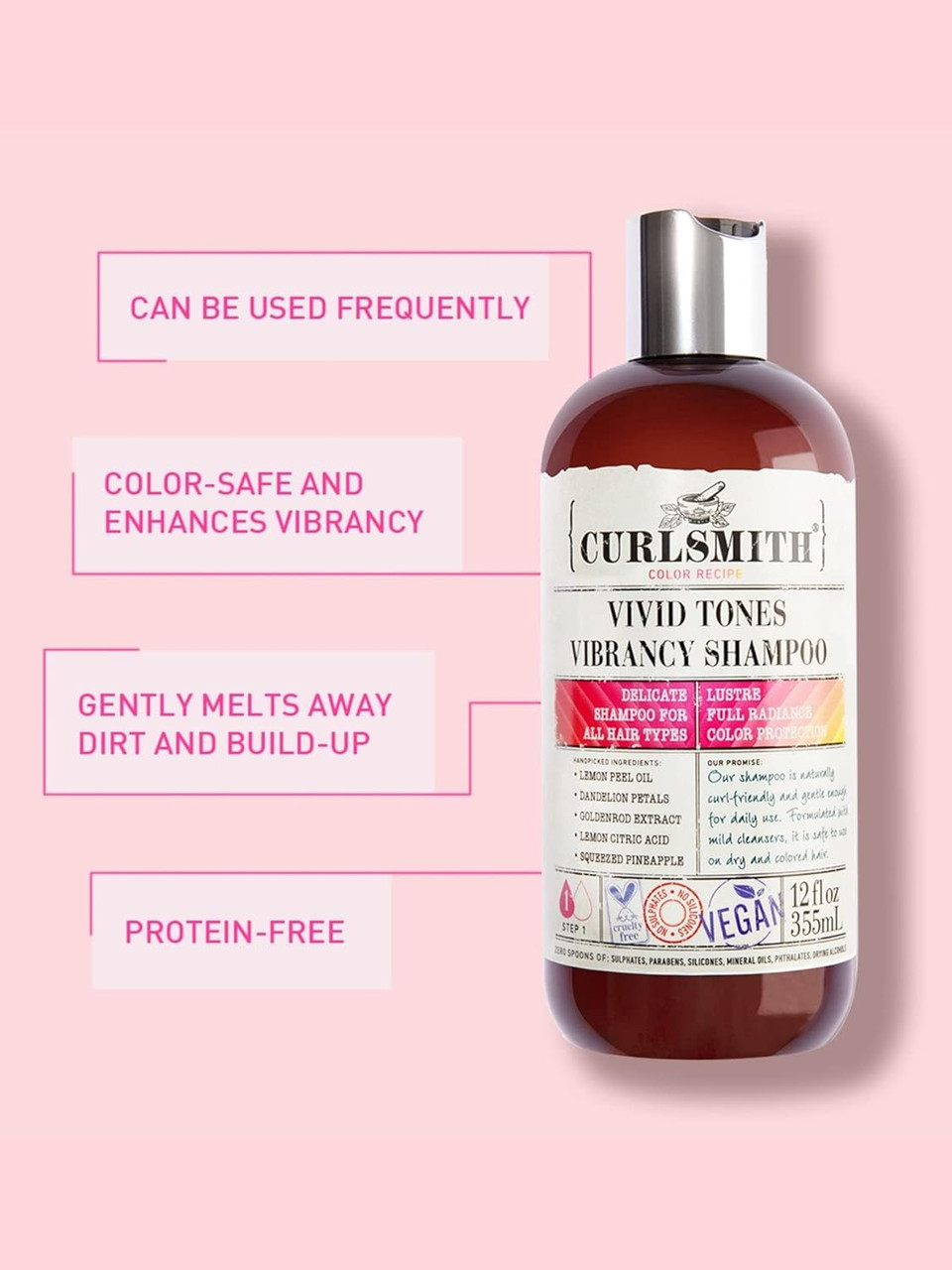 Curlsmith - Vivid Tones Vibrancy Shampoo - Vegan Shampoo for All Hair Types (947ml)