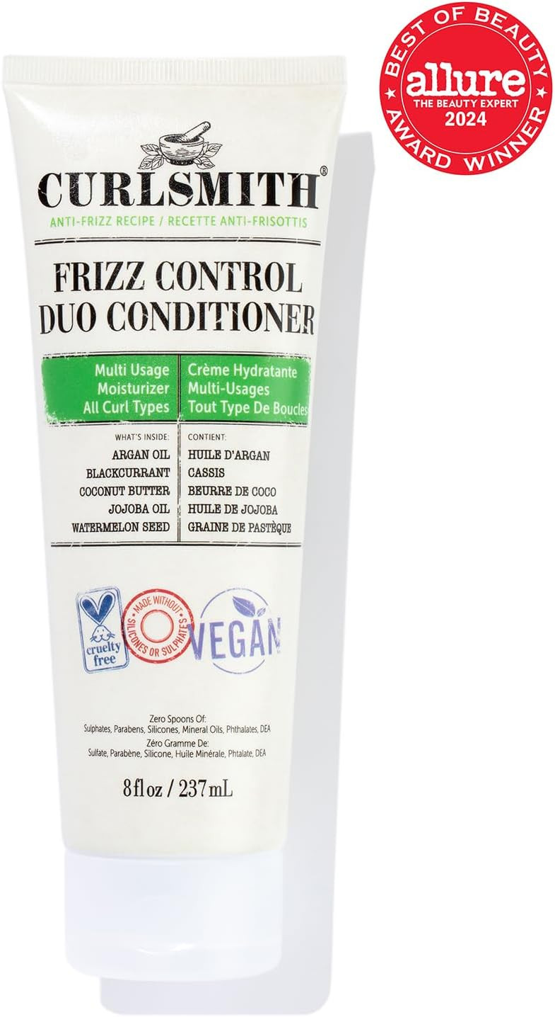 Curlsmith - Frizz Control Duo Hair Conditioner, Nourishing Rinse Out or Leave In, Detangling, Smoothing, For All Curl Types, Vegan, 237ml/8 fl oz