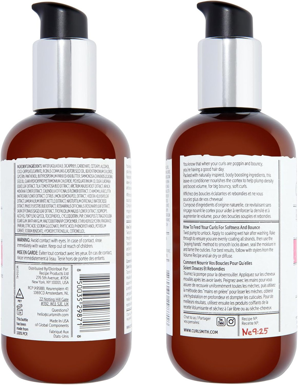 Curlsmith - Hydrate & Plump Leave In Hair Conditioner, Volumizing and Nourishing for Wavy, Curly or Coily Hair, Vegan (237ml/8fl oz)