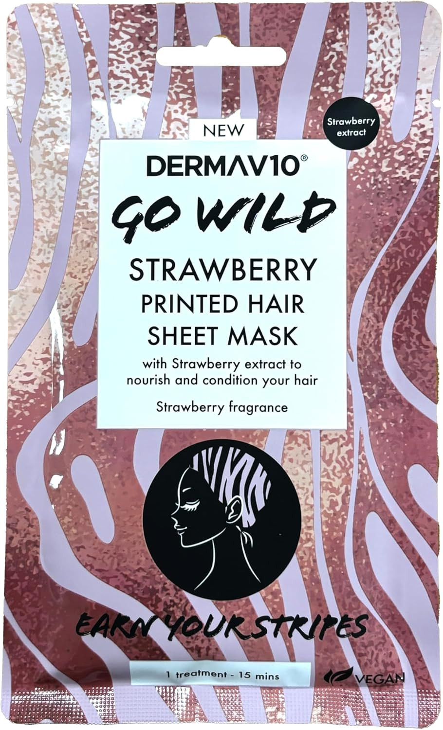 Derma V10 Go Wild Hair Mask, Enriched With Strawberry Extract, Nourishes And Conditions Hair, Improves Hair Health, Perfect For Pamper Nights, Vegan Friendly
