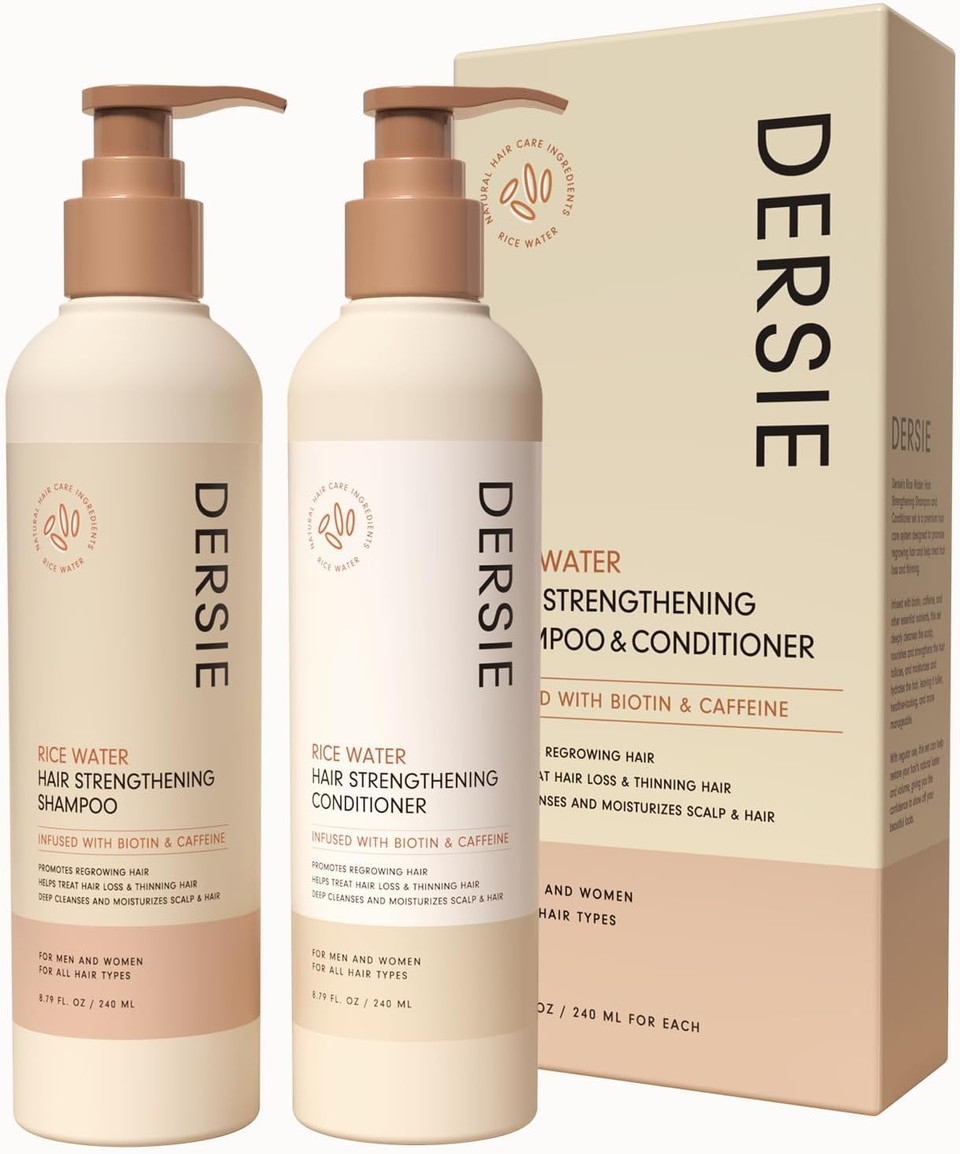 Rice Water Shampoo and Conditioner for Hair Loss - Hair Growth Formula Infused With Biotin and Caffeine for Thinning Hair (Women and Men)