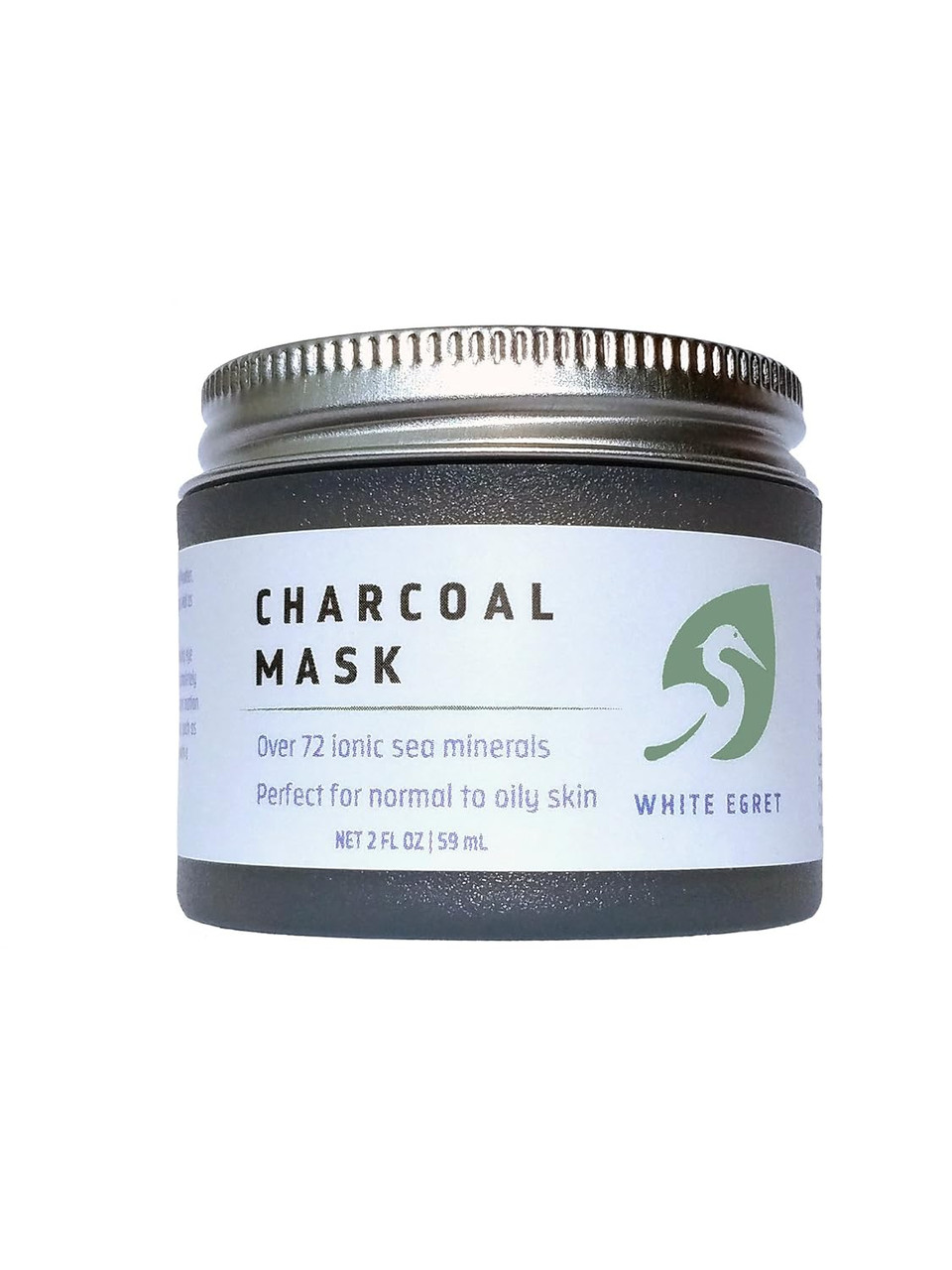 White Egret Charcoal Mask With Over 72 Ionic Minerals, Bentonite Clay And Green Tea, 2 Fl Oz