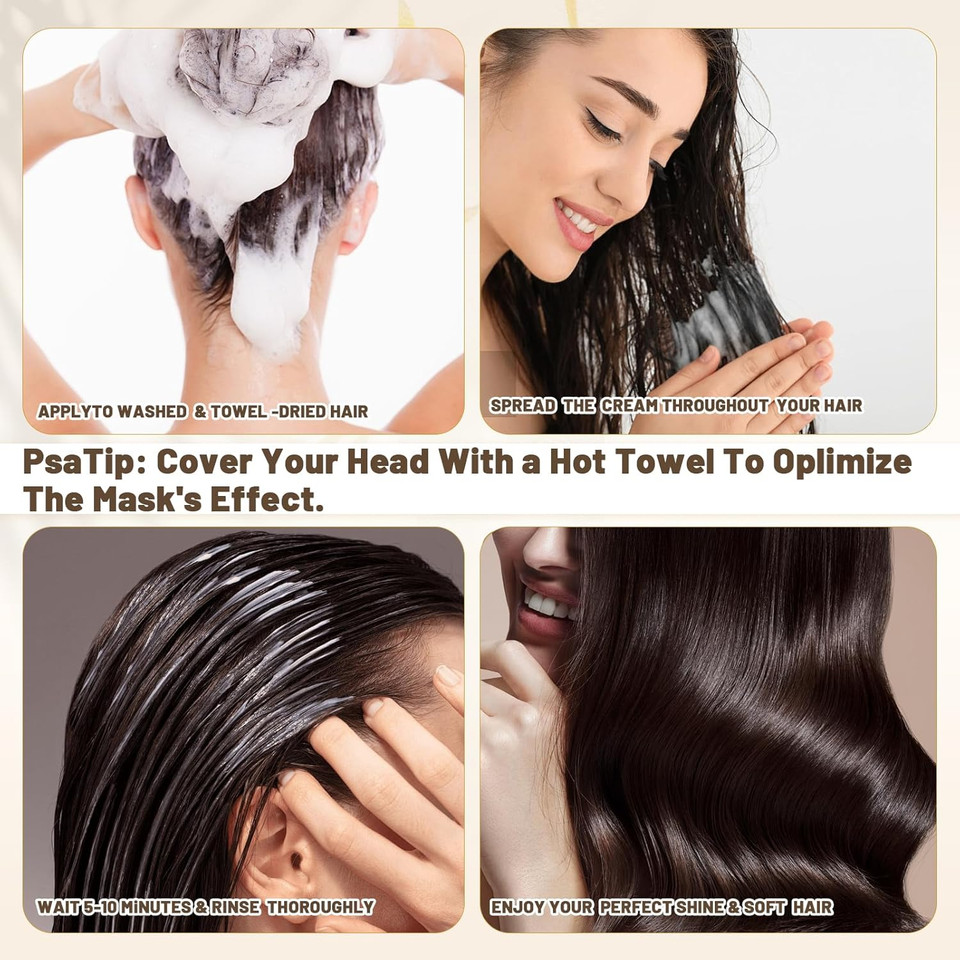 ECOLCHI Collagen Shea Butter Hair Mask: Deep Repair and Conditioning Treatment with Argan Oil for Dry, Damaged Hair  Suitable for All Hair Types, 18.6 oz (550 ml)