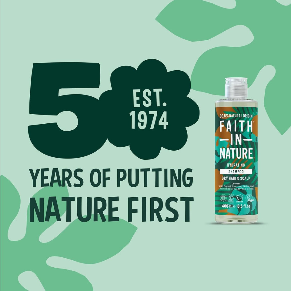 Faith In Nature Organic Coconut Shampoo, Hydrating for Dry Hair & Scalp, Vegan & Cruelty Free, No SLS, Silcones or Parabens, 400ml