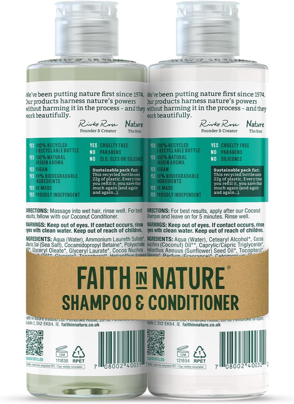 Faith In Nature Natural Coconut Shampoo and Conditioner Set, Hydrating, Vegan & Cruelty Free, No SLS or Parabens, For Normal to Dry Hair, 2 x 400ml Faith In Nature Natural Coconut Shampoo and Conditioner Set, Hydrating, Vegan & Cruelty Free, No SLS or Parabens, For Normal to Dry Hair, 2 x 400ml