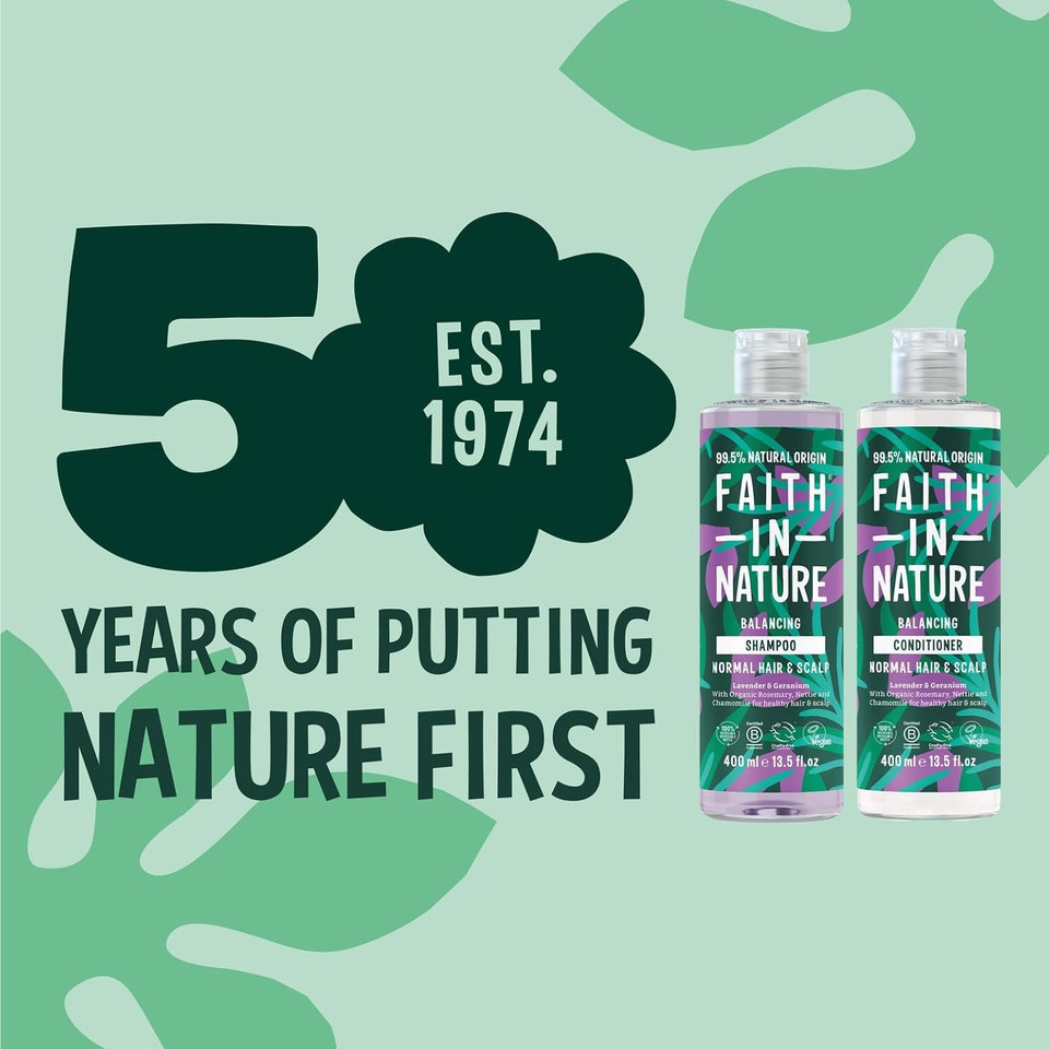 Faith In Nature Natural Lavender & Geranium Shampoo and Conditioner Set, Nourishing, Vegan & Cruelty Free, No SLS or Parabens, For Normal to Dry Hair, 2 x 400ml Pack