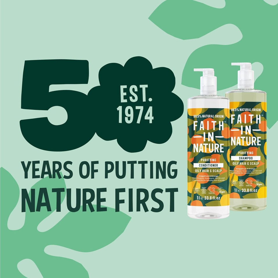 Faith In Nature 2 x 1L Natural Lavender & Geranium Shampoo and Conditioner Set, Nourishing, Vegan & Cruelty Free, No SLS or Parabens, For Normal to Dry Hair